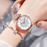 trendha A0566 Trendy Elegant Women Watches Full Alloy Roman Numerals Rhinestones Mount Dial Quartz Watches