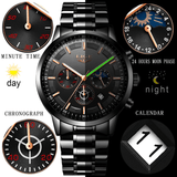 trendha LIGE 9877 Business Style Waterproof Men Wrist Watch Luminous Display Full Steel Quartz Watches