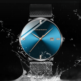 trendha HANNAH MARTIN HM901 Business Casual Diamond Stainless Steel Mesh Strap Date Display Waterproof Men Wrist Watch Quartz Watches