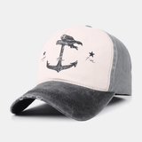 elvesmall Unisex Make-Old Pirate Ship Anchor Pattern Ivy Cap Outdoor Suncreen Baseball Hats Stretch Fit Cap