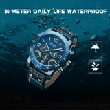 trendha Fashion Sports Business Luminous Point with Calendar Date Display PU Leather Band Waterproof Men Quartz Watch