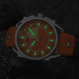 trendha Oulm Casual Fashion Luminous Large Dial PU Leather Strap Waterproof Men Quartz Watch Wristwatch