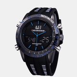 trendha Fashion Sports Men Watch PU Leather Band 3D Dial Design LED Display Backlight LED Display Electronic Quartz Watch