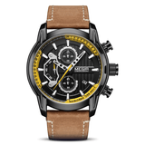 trendha MEGIR 2104 Sport Men Watch Waterproof Luminous Date Display Chronograph Leather Strap Quartz Watch