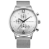 trendha MINI FOCUS MF0185G Business Style Complete Calendar Mesh Steel Men Wristwatch Quartz Watch