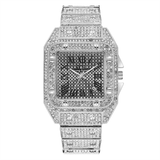 trendha Fashion Elegent Causal Big Dial Steel Band Diamond Men Quartz Watch