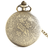 elvesmall DEFFRUN Retro Bronze Romantic Style Simple Dial Chain Quartz Pocket Watch
