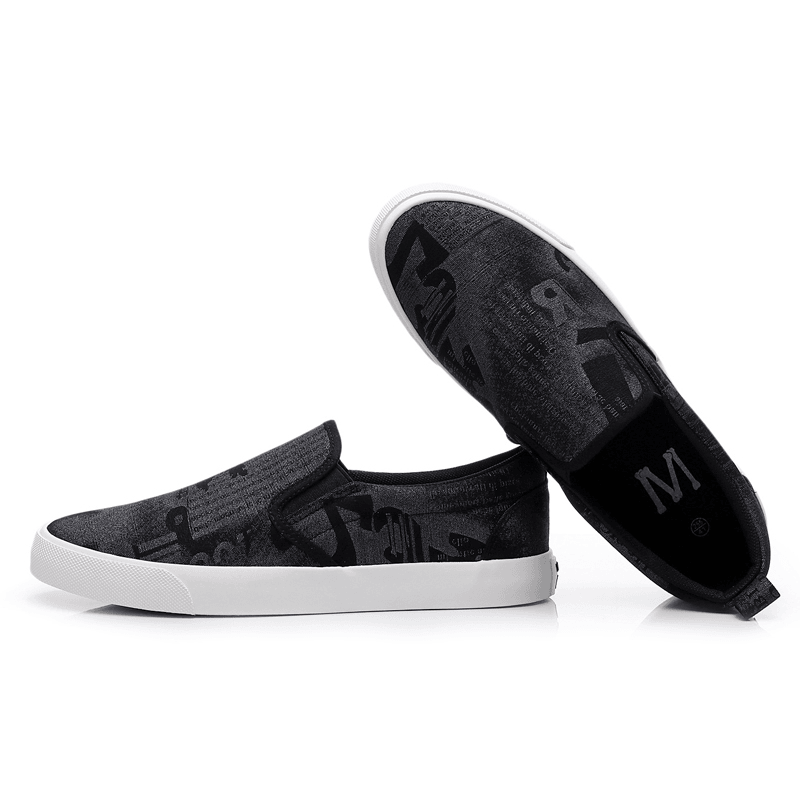 elvesmall Men Canvas Breathable Slip on Comfy Casual Court Flat Shoes