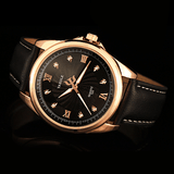 trendha YAZOLE 325 Men Crystal Rose Gold Case Leather Band Luminous Display Quartz Watch