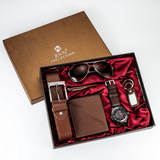 trendha 6PCS Fashion Gift Set Quartz Watch+Pen+Belt+Key Chain+Wallet +Sunglasses