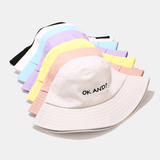 elvesmall Unisex Letter Pattern Embroidery Sun Hat Cotton Solid Color Simple Bucket Hat