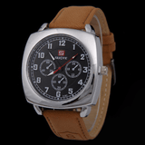 trendha Fashion Alloy PU Leather Strape Sports Square Watch Head Military Watch Belt Quartz Watch