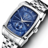 trendha CHENXI CX-8206 Fashion Men Watch Rectangular Dial Luminous Date Display Stainless Steel Strap Waterproof Quartz Watch