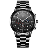 trendha LIGE 9877 Business Style Waterproof Men Wrist Watch Luminous Display Full Steel Quartz Watches