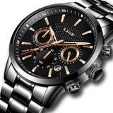 trendha LIGE 9866 Chronograph Full Steel Band Men Wrist Watch Luminous Display Quartz Watch