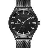 trendha BAGARI 8012W Ultrathin Business Style Men Watch Mesh Steel Band Quartz Watch