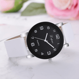 trendha LVPAI P383 Fashion Casual Simple Big Dial PU Leather Strap Women Quartz Watch