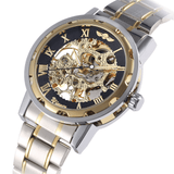 trendha Business Skeleton Dial Steel Band Waterproof Men Automatic Mechanical Watch Wristwatch