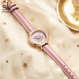 trendha SHENGKE K0148 Fashion Leather Band Watch Casual Dial Elegant Ladies Quartz Watch