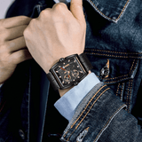 trendha MINI FOCUS MF0322G Creative Dial Rectangle Men Wrist Watch Genuine Leather Band Quartz Watch