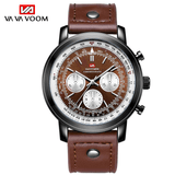 trendha VAVA VOOM VA-207 Business Large Dial Genuine Leather Strap Chronograph Waterproof Men Quartz Watch