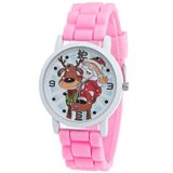 trendha Cartoon Santa Claus and Reindeer Pattern Silicone Strap Watch Cute Kid Watch Fashion Children Quartz Watch