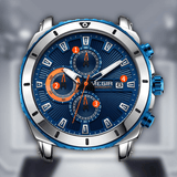 trendha MEGIR MS2075G Business Multi-Functional Calendar Chronograph Luminous Men Waterproof Stainless Steel Strap Quartz Watch