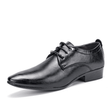 elvesmall Men's Leather Breathable Oxfords - Pointed Toe, Lace-Up, Soft Bottom for Casual & Business Wear