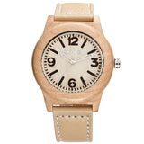 trendha SKONE 3842 Fashion Men Quartz Watch Casual Leather Strap Wooden Wristwatch