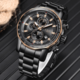 trendha LIGE 9902 Multifunction Chronograph Fashion Men Wrist Watch Waterproof Steel Case Quartz Watch