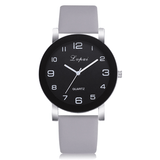 trendha LVPAI P383 Fashion Casual Simple Big Dial PU Leather Strap Women Quartz Watch