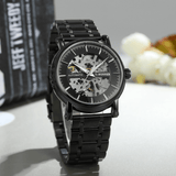 trendha Alloy Automatic Mechanical Watch Full Steel Fashion Hollow Business Men Watch