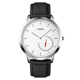 trendha SKMEI 1676 Fashion Men Watch Waterproof Leather Strap Simple Quartz Watch