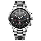 trendha LIGE 9877 Business Style Waterproof Men Wrist Watch Luminous Display Full Steel Quartz Watches