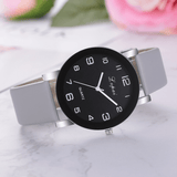 trendha LVPAI P383 Fashion Casual Simple Big Dial PU Leather Strap Women Quartz Watch