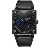 trendha Oulm Fashion Square Luminous Pointer Genuine Leather Strap 3ATM Waterproof Men Quartz Watch Wristwatch