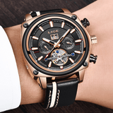 trendha LIGE 9921 Rectangle Dial Men Wrist Watch Calendar Luminous Display Automatic Mechanical Watch