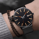 trendha Fashion Casual Men Business Watch Decorated Alloy Strap Pointer Calendar Quartz Watch