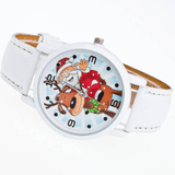 trendha Fashion Christmas Santa Claus Pattern Cute Watch Leather Strap Men Women Quartxz Watch