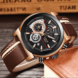 trendha LIGE LG8901 Casual Sport Date Display Men Wrist Watch Luminous Display Leather Band Quartz Watch