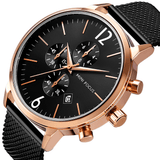 trendha MINI FOCUS MF0185G Business Style Complete Calendar Mesh Steel Men Wristwatch Quartz Watch