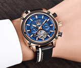 trendha LIGE 9921 Rectangle Dial Men Wrist Watch Calendar Luminous Display Automatic Mechanical Watch