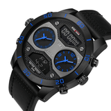elvesmall KADEMAN 158 Fashion Men Digital Watch Luminous Date Month Display Leather Strap LCD Dual Display Watch