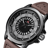 trendha Deffrun Roman Number Business Style Men Wrist Watch Waterproof Calendar Leather Band Quartz Watch