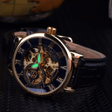 trendha Forsining GMT838 3D Hollow Engraving Design Luminous Display Fashion Men Automatic Mechanical Watch