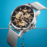 trendha SKMEI 9199 Fashion Automatic Men Watch Waterproof Luminous Display Gear Hollow Art Dial Mechanical Watch