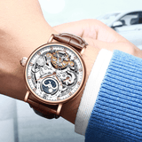 trendha KINYUED JYD-J055 Business Style Automatic Mechanical Watch Genuine Leather Strap Men Watches