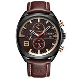 trendha CURREN 8324 Chronometer Casual Style Male Sport Watch Leather Strap Analog Quartz Watch