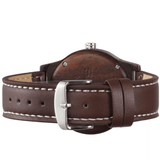 trendha SKONE 3842 Fashion Men Quartz Watch Casual Leather Strap Wooden Wristwatch