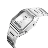 trendha SKMEI 1220 Alloy Case 30M Waterproof Luminous Business Classic Quartz Digital Dual Display Watch